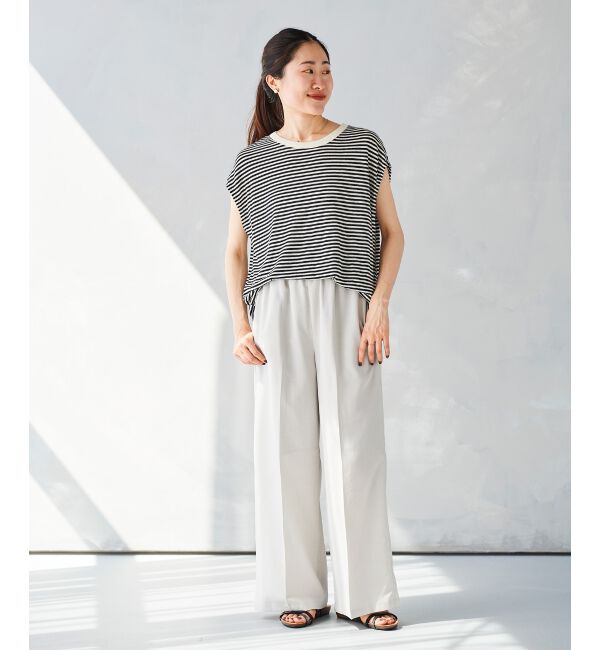 le.coeur blanc「《手洗い可能》麻混ボーダーTシャツ」|Tシャツ・カットソー|