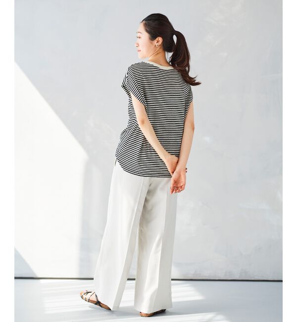 le.coeur blanc「《手洗い可能》麻混ボーダーTシャツ」|Tシャツ・カットソー|
