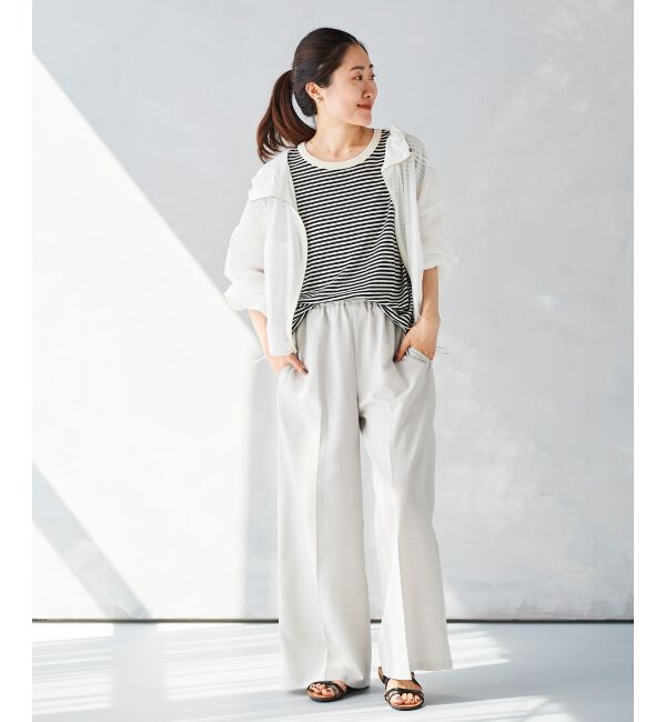 le.coeur blanc「《手洗い可能》麻混ボーダーTシャツ」|Tシャツ・カットソー|