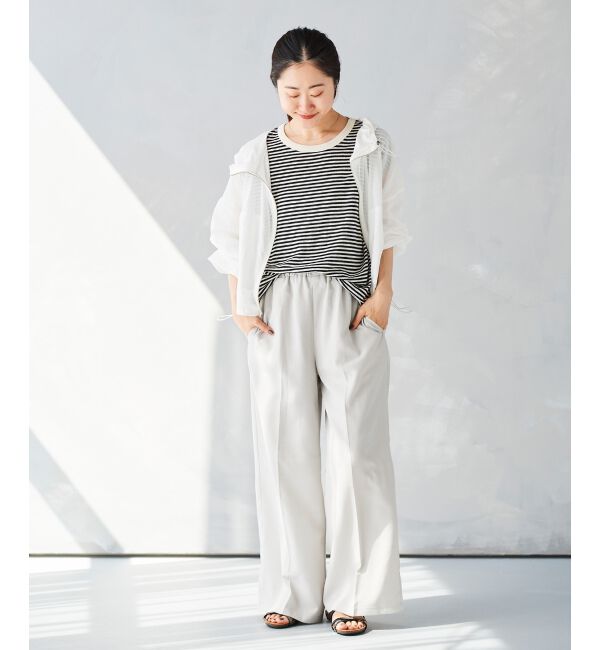 le.coeur blanc「《手洗い可能》麻混ボーダーTシャツ」|Tシャツ・カットソー|