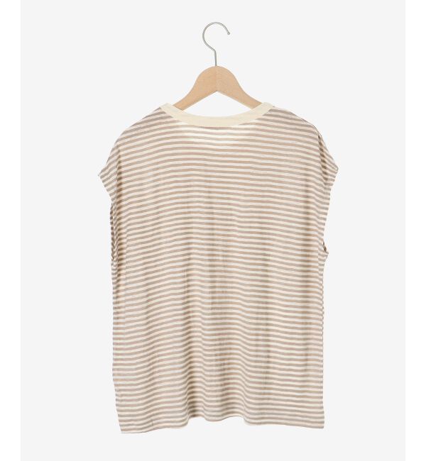 le.coeur blanc「《手洗い可能》麻混ボーダーTシャツ」|Tシャツ・カットソー|