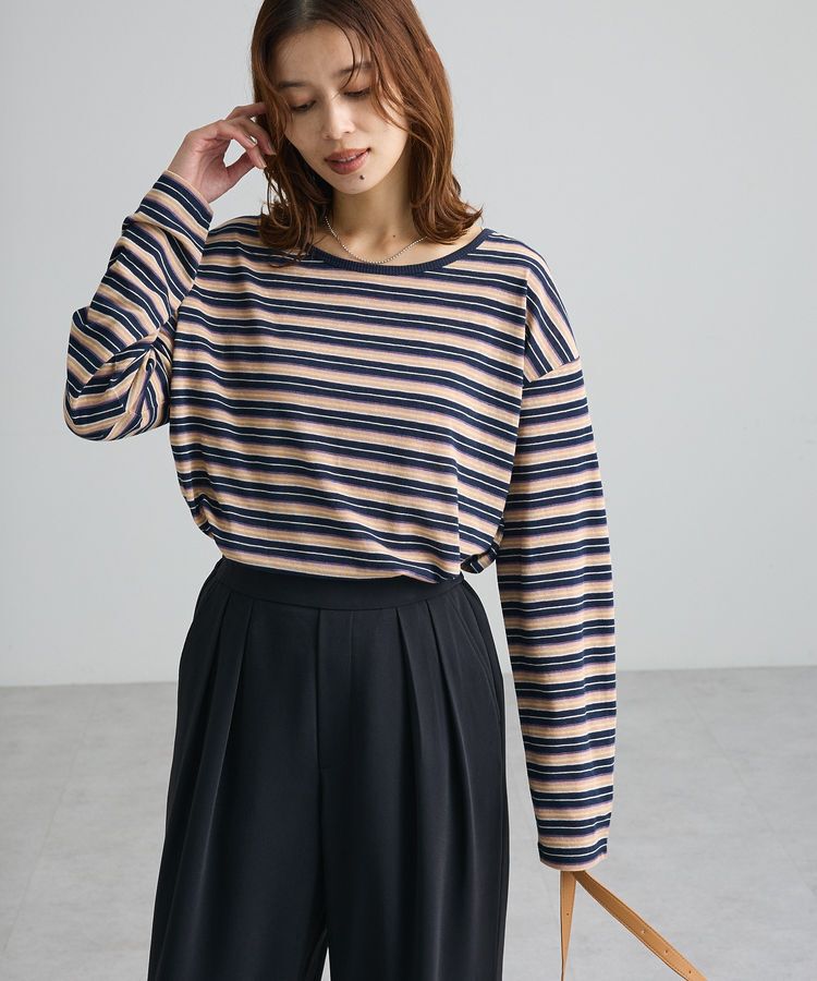 Green Parks「シアーカットマルチボーダープルオーバー」|Tシャツ・カットソー|
