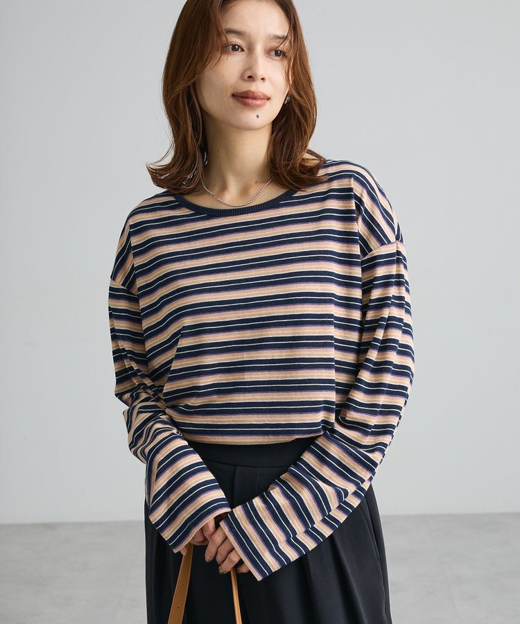 Green Parks「シアーカットマルチボーダープルオーバー」|Tシャツ・カットソー|Navy