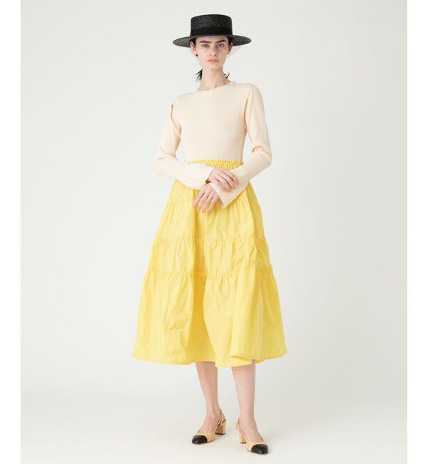 LOULOU WILLOUGHBY「【LOULOU WILLOUGHBY】タフタティアードニットワンピース」|ワンピース|