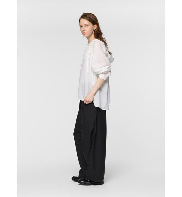 mizuiro ind「mizuiro ind フードギャザーネックシャツ」|シャツ・ブラウス|