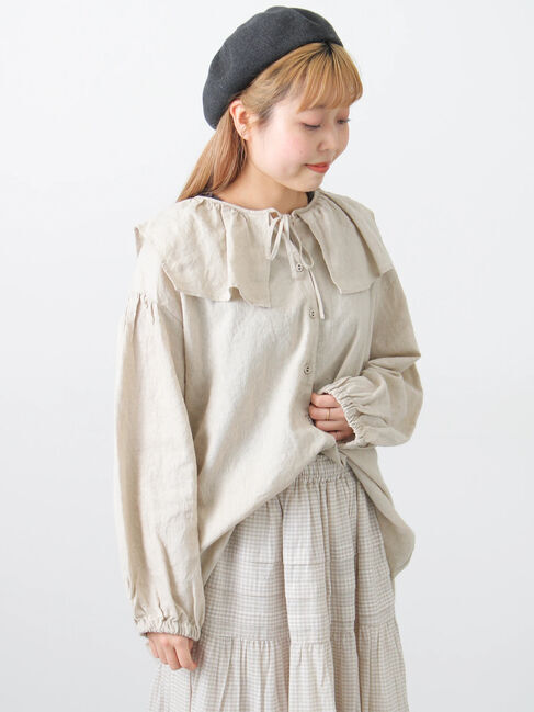 Samansa Mos2「【Cross&times;Linen】セーラーカラーブラウス」|シャツ・ブラウス|