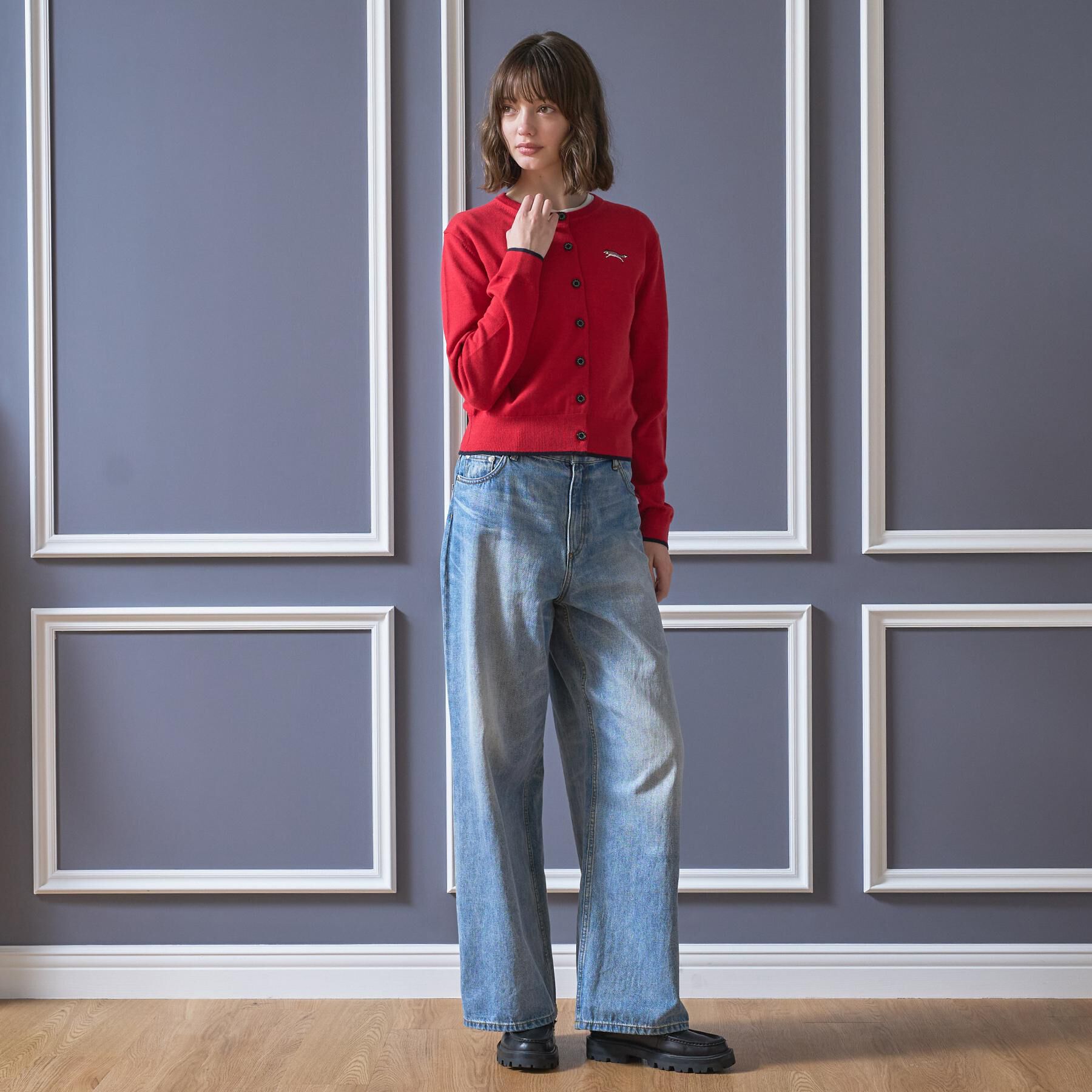 DRESSTERIOR「ゼニアバル―ファキャッシュウールクルーネックカーディガン」|カーディガン|