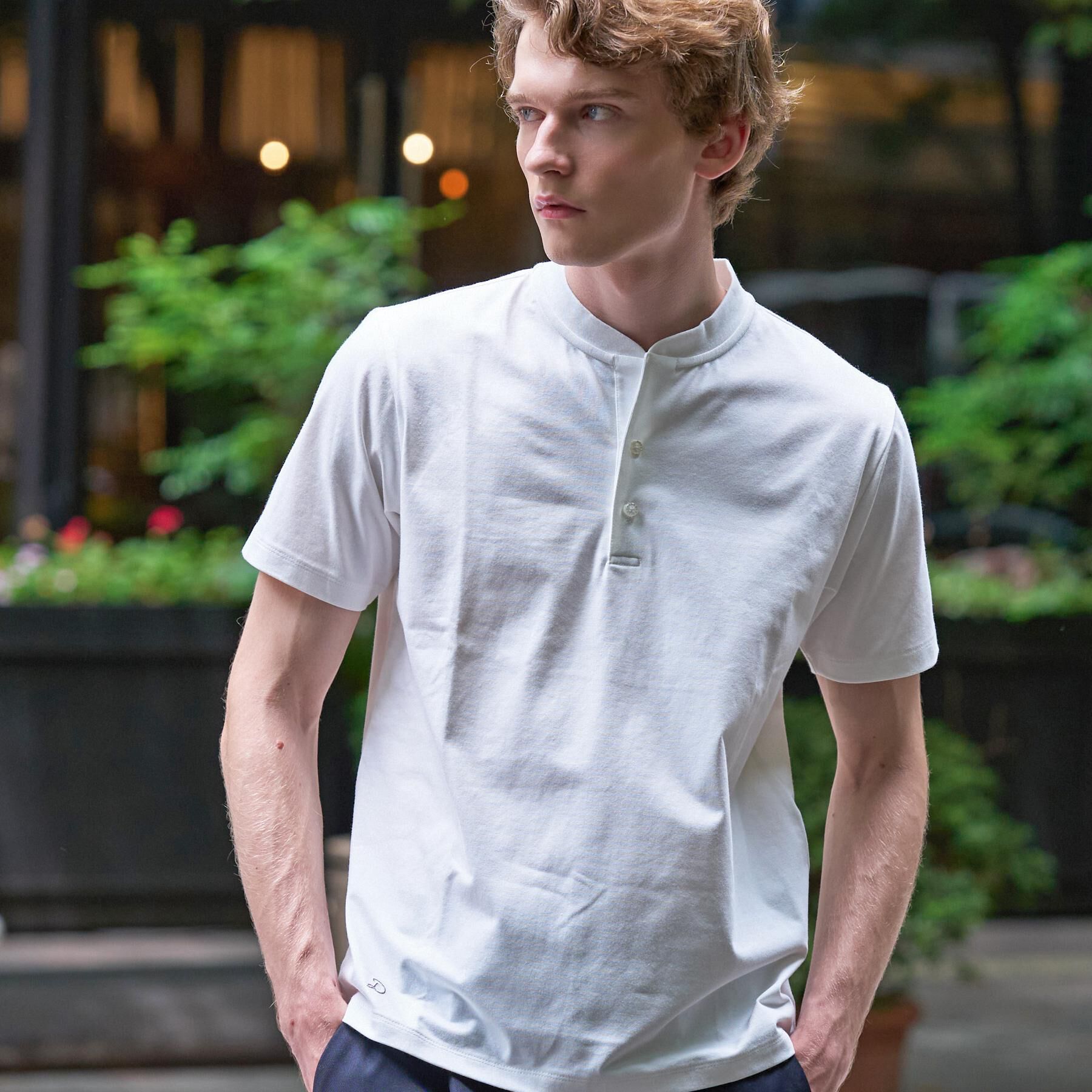 DRESSTERIOR「【接触冷感/抗菌防臭/UVカット】クールクリーンドライコットン ヘンリーネックカットソー」|Tシャツ・カットソー|