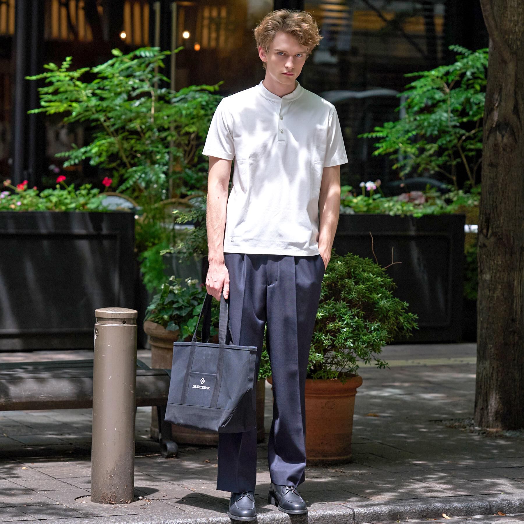 DRESSTERIOR「【接触冷感/抗菌防臭/UVカット】クールクリーンドライコットン ヘンリーネックカットソー」|Tシャツ・カットソー|