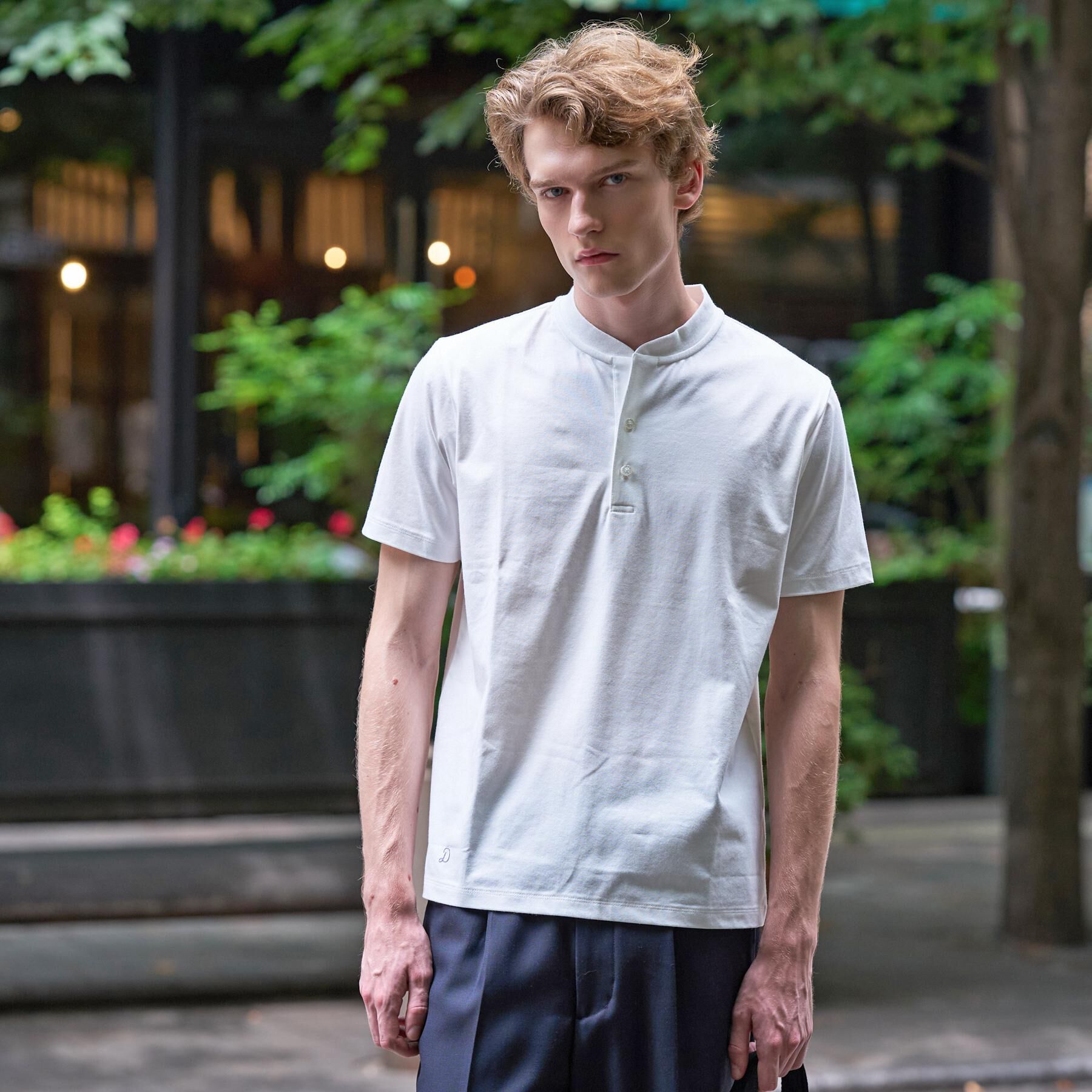 DRESSTERIOR「【接触冷感/抗菌防臭/UVカット】クールクリーンドライコットン ヘンリーネックカットソー」|Tシャツ・カットソー|