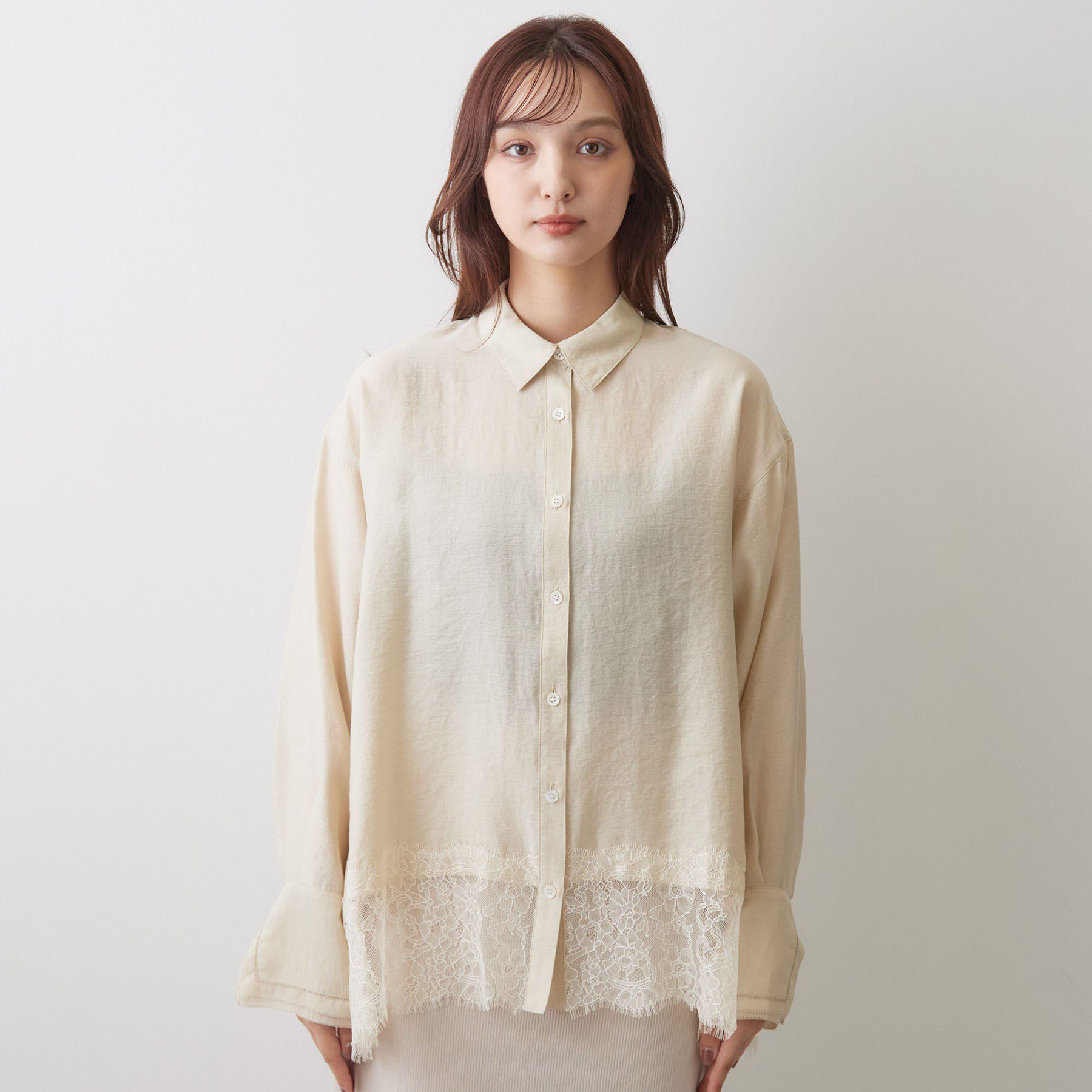 DRESSTERIOR「ヴィンテージライク レーストリムシャツ」|シャツ・ブラウス|