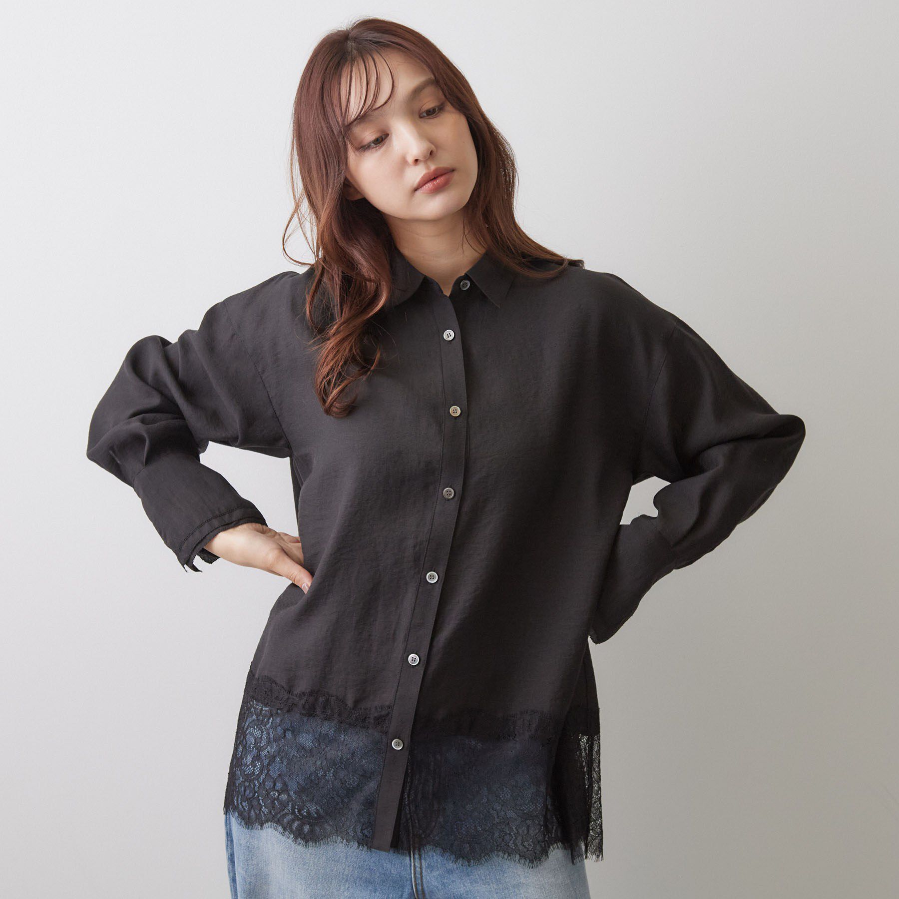 DRESSTERIOR「ヴィンテージライク レーストリムシャツ」|シャツ・ブラウス|