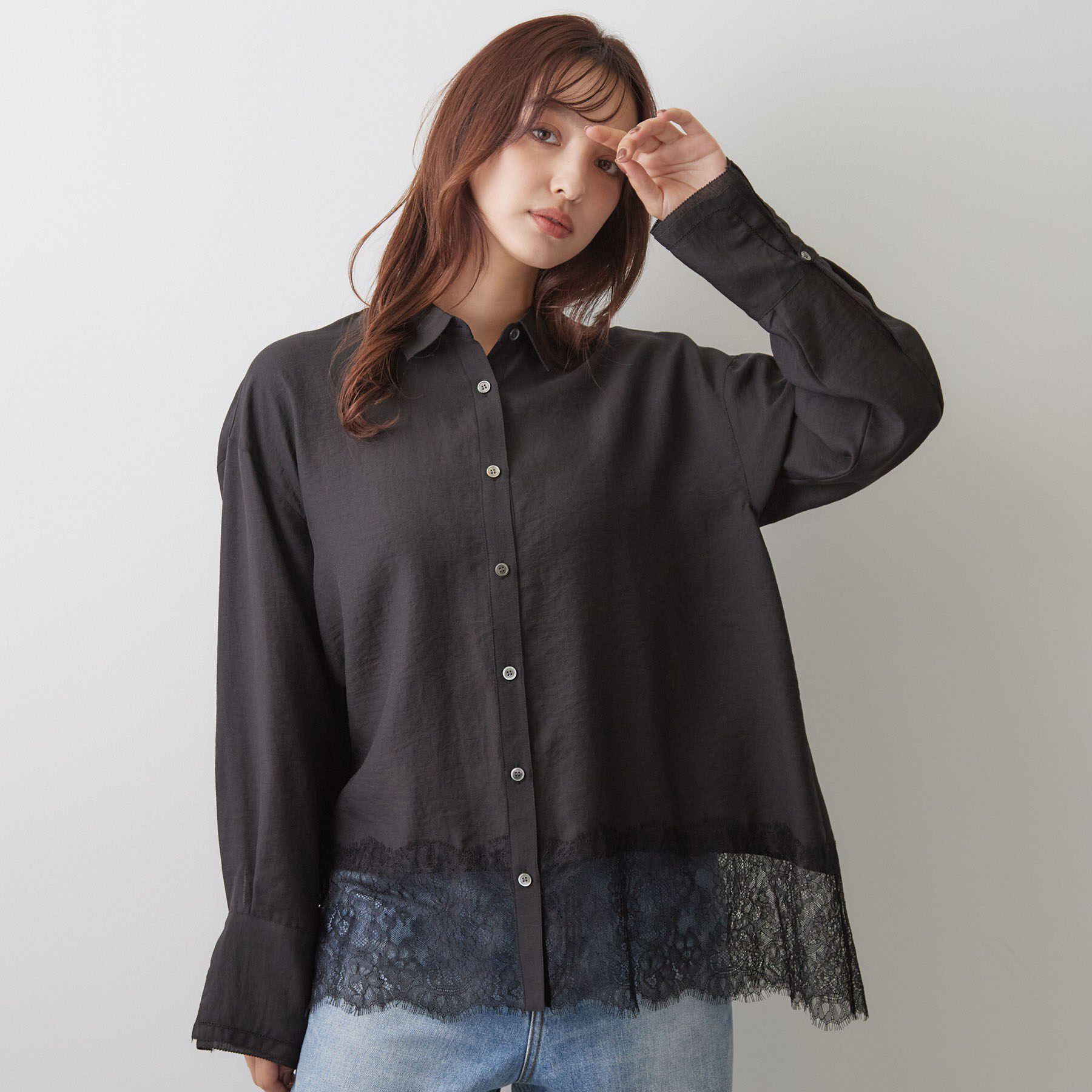 DRESSTERIOR「ヴィンテージライク レーストリムシャツ」|シャツ・ブラウス|