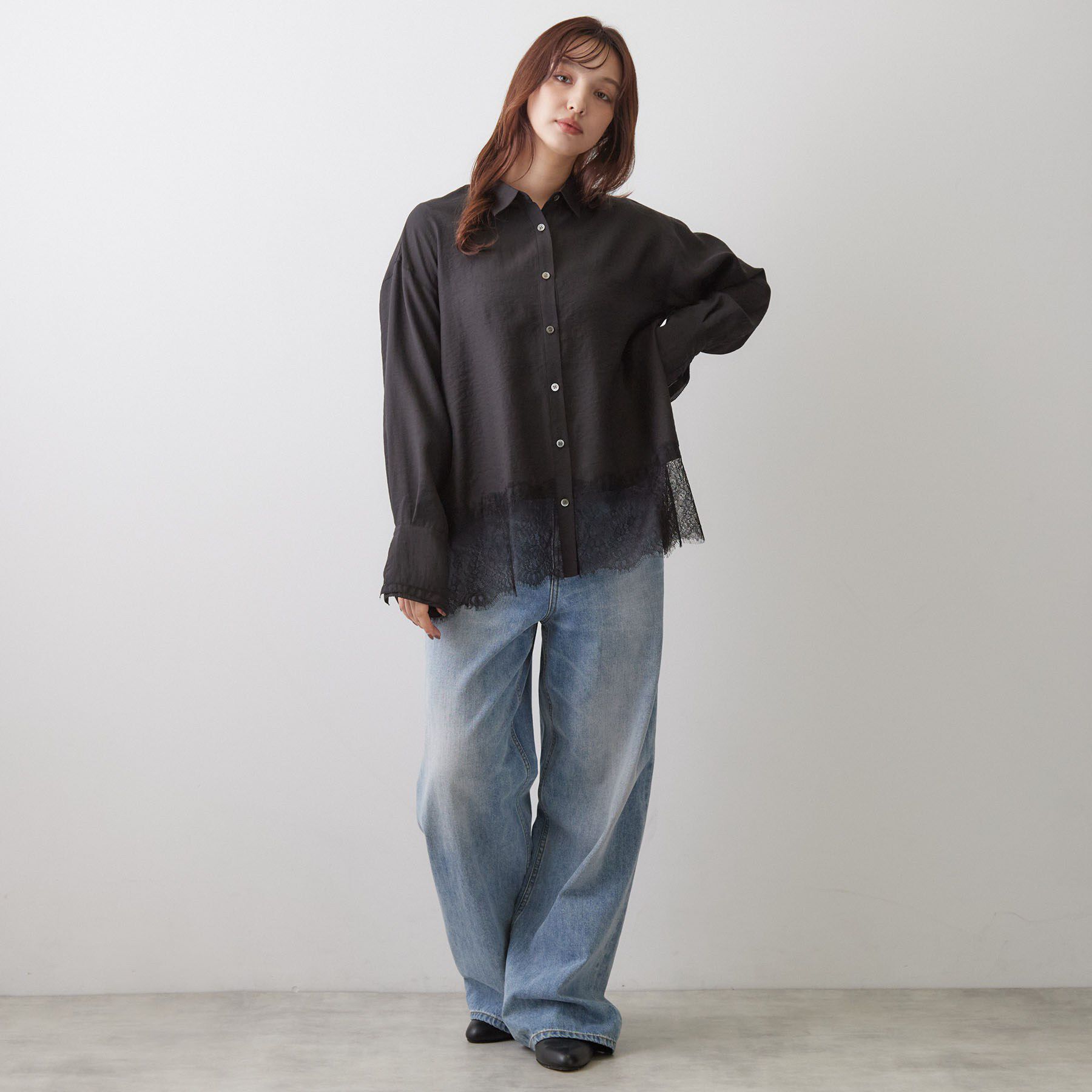 DRESSTERIOR「ヴィンテージライク レーストリムシャツ」|シャツ・ブラウス|
