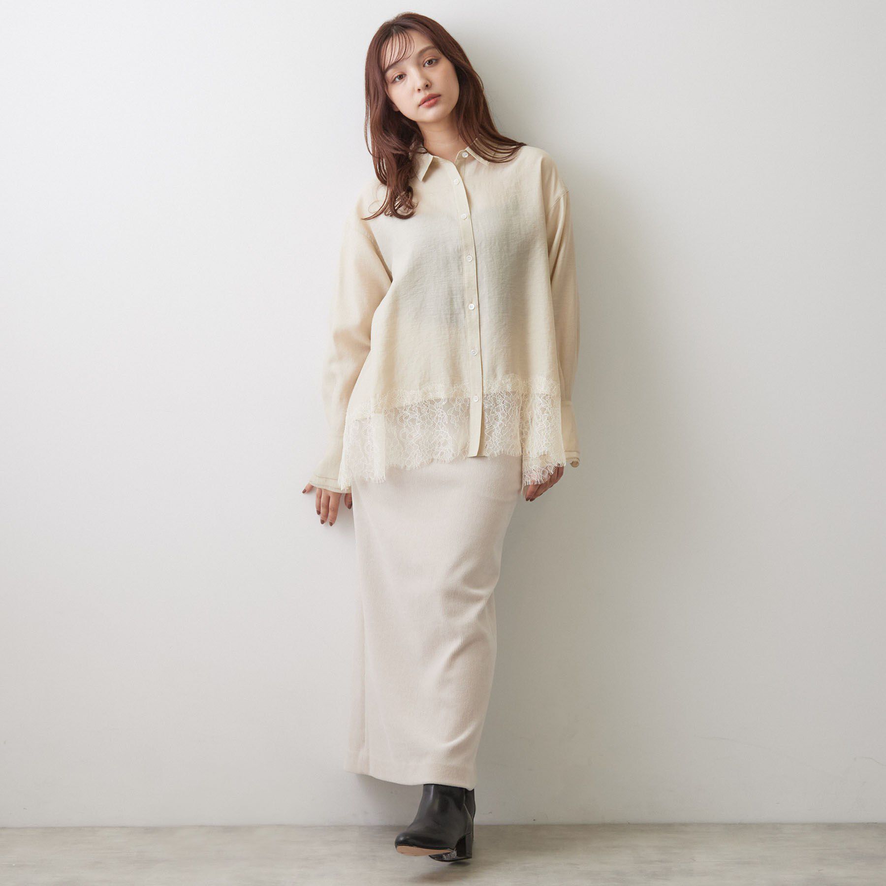 DRESSTERIOR「ヴィンテージライク レーストリムシャツ」|シャツ・ブラウス|