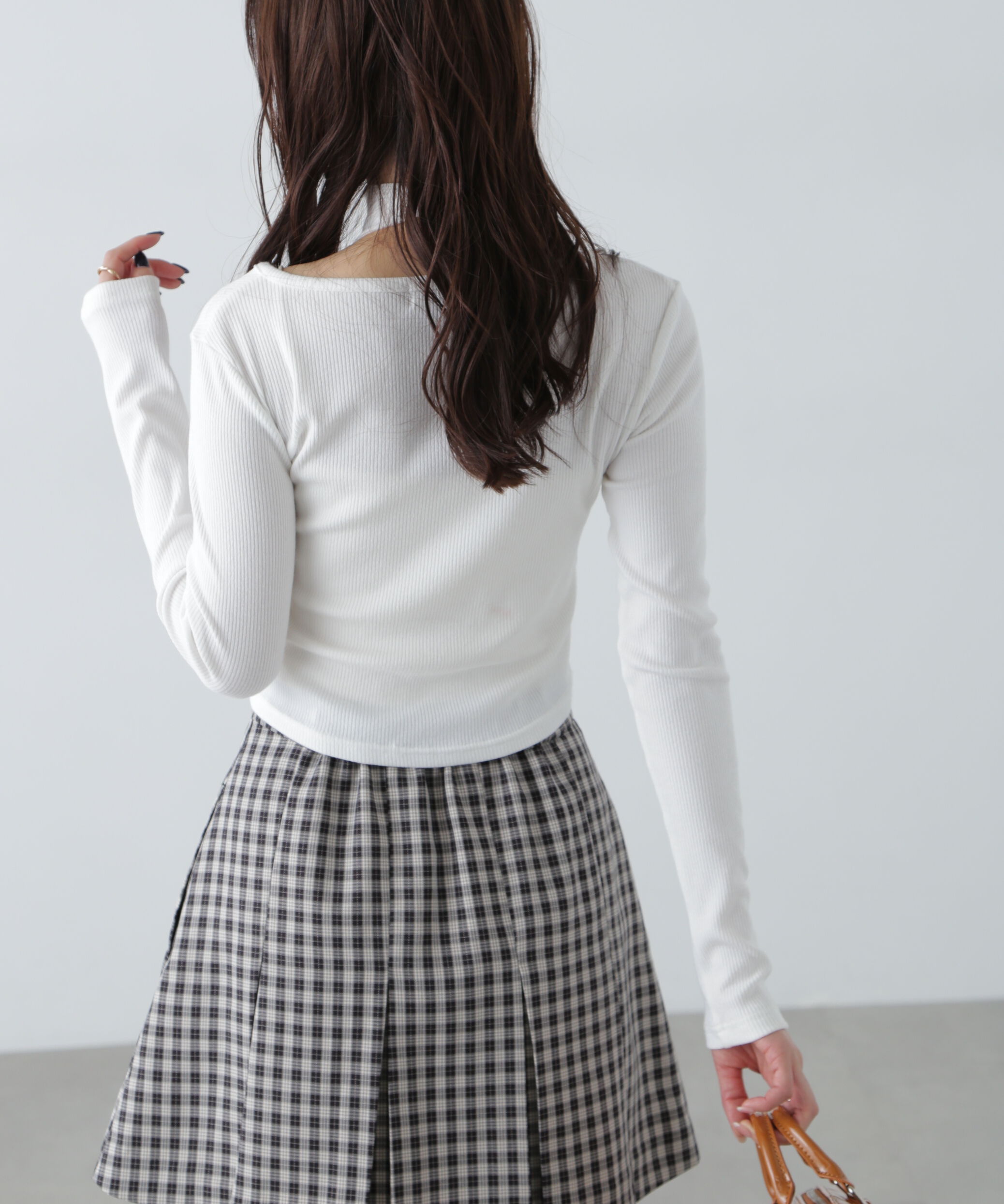  「チョーカー付リブVネックカットソー」|Tシャツ・カットソー|