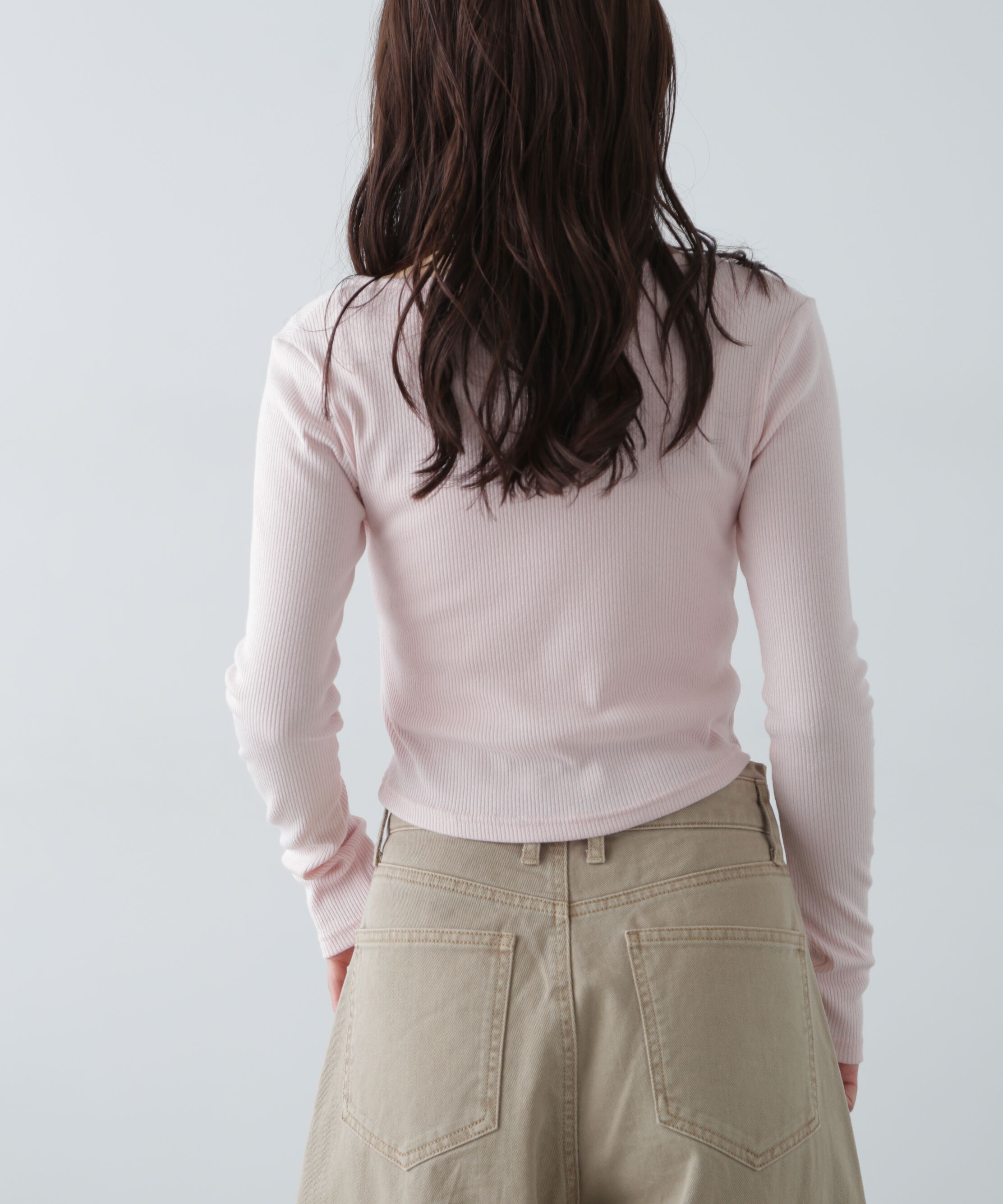  「チョーカー付リブVネックカットソー」|Tシャツ・カットソー|