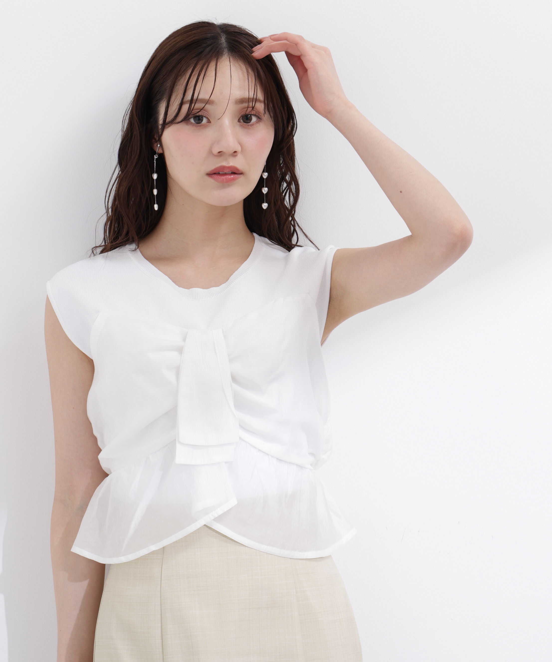 PROPORTION BODY DRESSING「ビスチェ付きニットトップス26SS」|ニット・セーター|ホワイト&times;ホワ