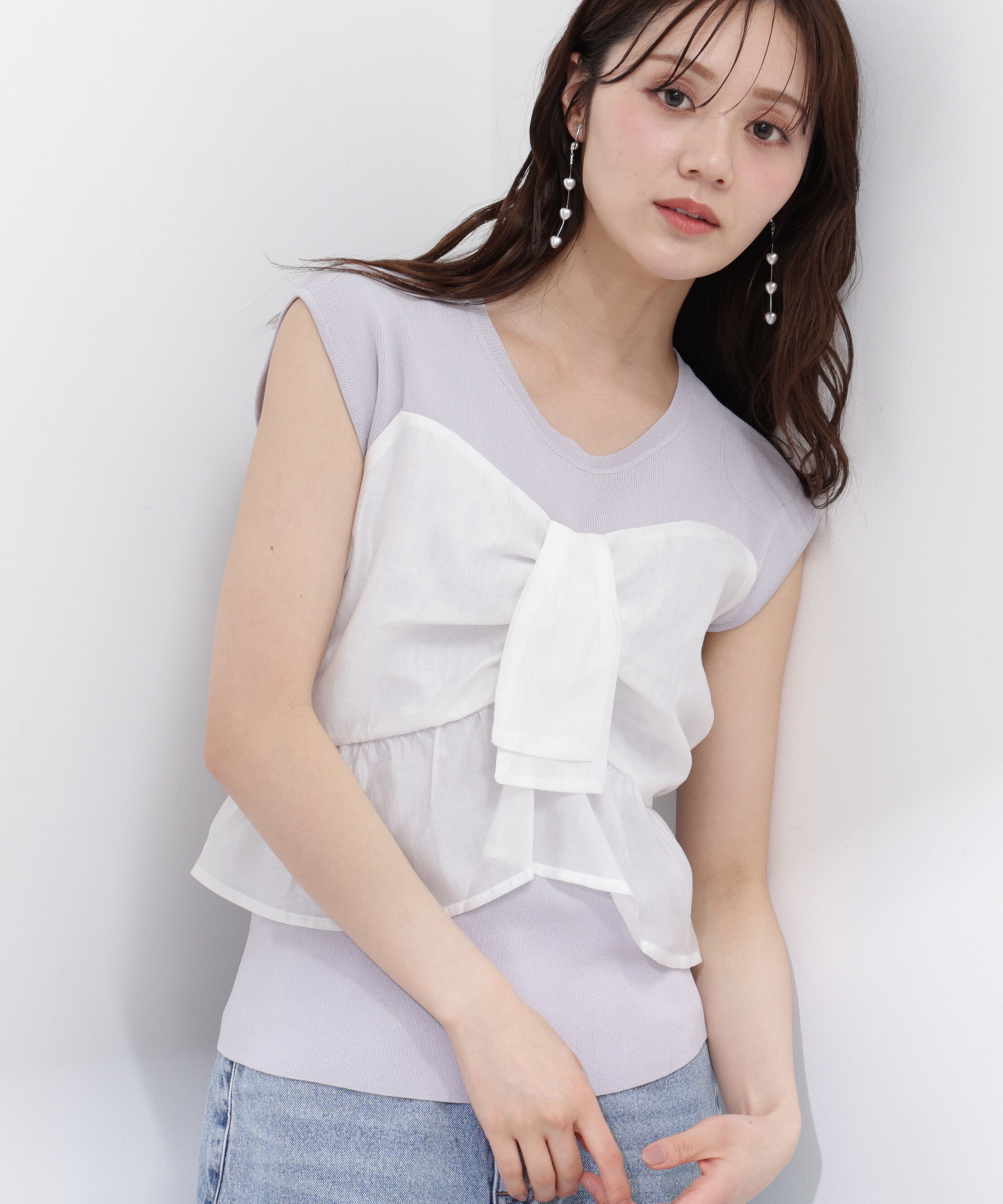 PROPORTION BODY DRESSING「ビスチェ付きニットトップス26SS」|ニット・セーター|パープル&times;ホワ
