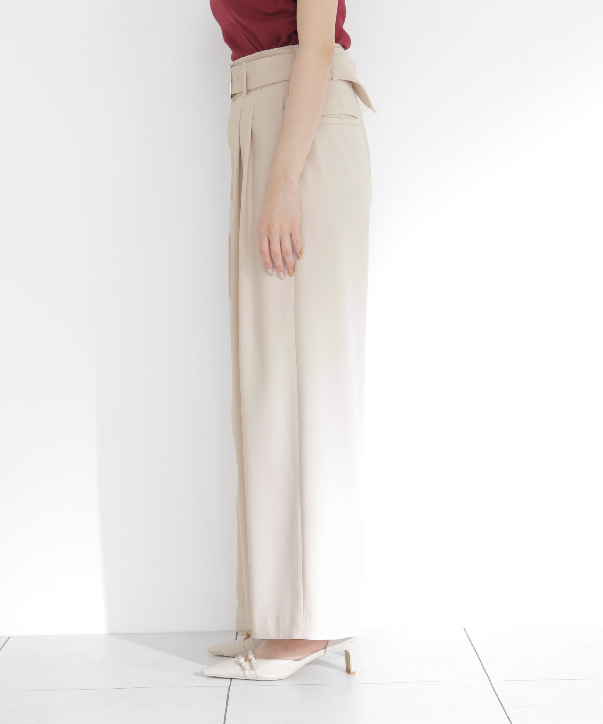 PROPORTION BODY DRESSING「＜a/mie＞ベルト付き2タックワイドパンツ」|その他|