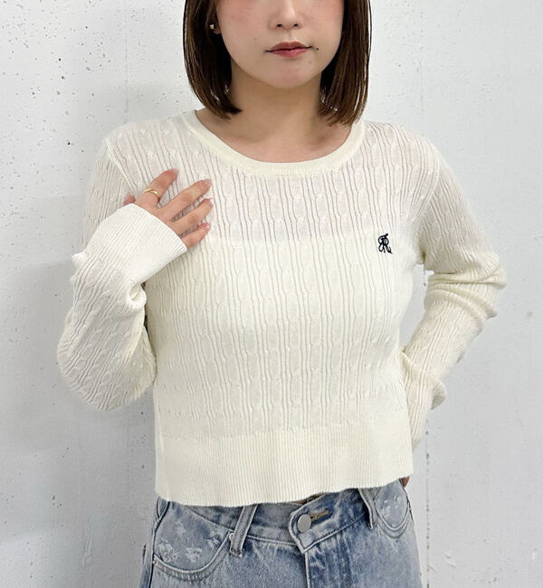 archives「ロゴ刺繍ケーブルライトニット」|ニット・セーター|