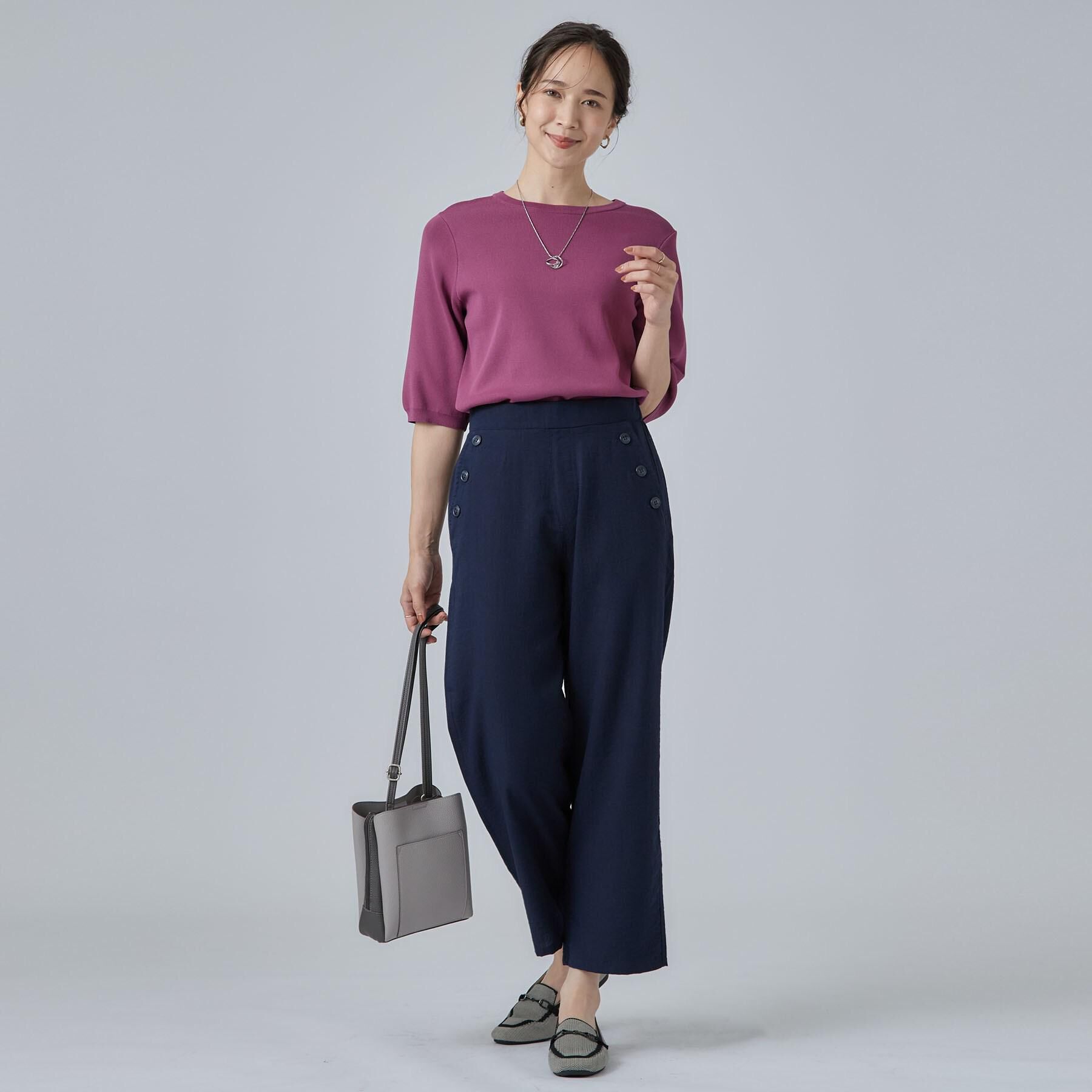 SHOO･LA･RUE「【ガンガン洗える/UV/毛玉になりにくい】二の腕見せない 5分袖ニット」|ニット・セーター|