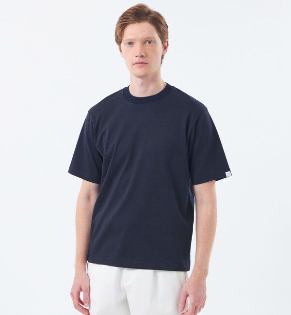 MACKINTOSH PHILOSOPHY「【WEEKENDER】クルーネック半袖Tシャツ ニットスムースコンビ」|Tシャツ・カットソー|ネイビー