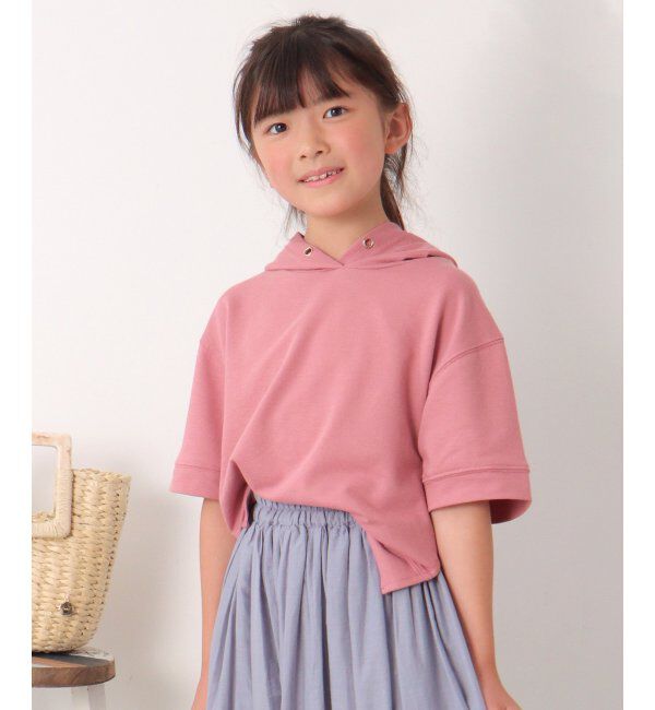 ikka kids「コットンUSA鹿の子パーカー（120~160cm）」|Tシャツ・カットソー|コーラルピンク