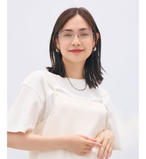  「SUNGLASSES COLLECTION オーバル型 サングラス | 軽量 メタル ハーフリム 紫外線対策 UVカット     」|サングラス|薄パープル1