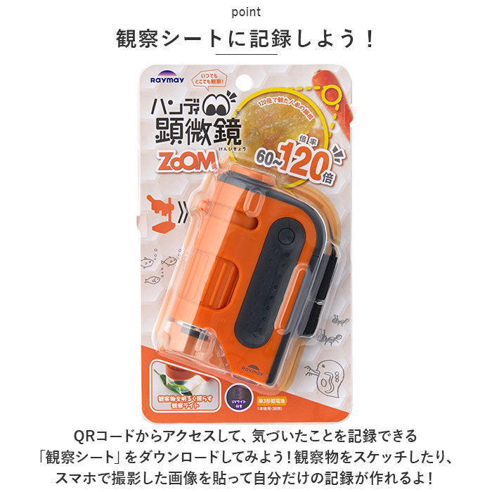 BACKYARD FAMILY「顕微鏡 子供 通販 ハンディ顕微鏡 ZOOM レイメイ藤井 RXT1143 60倍 120倍」|その他|