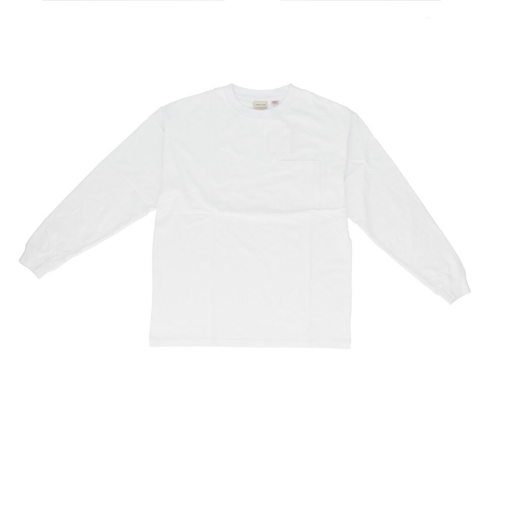 BACKYARD FAMILY「メンズ 長袖tシャツ 通販 BIGTシャツ 男性 ロングスリープ ポケット付 袖リブ 長袖Tシャツ」|Tシャツ・カットソー|ホワイト1