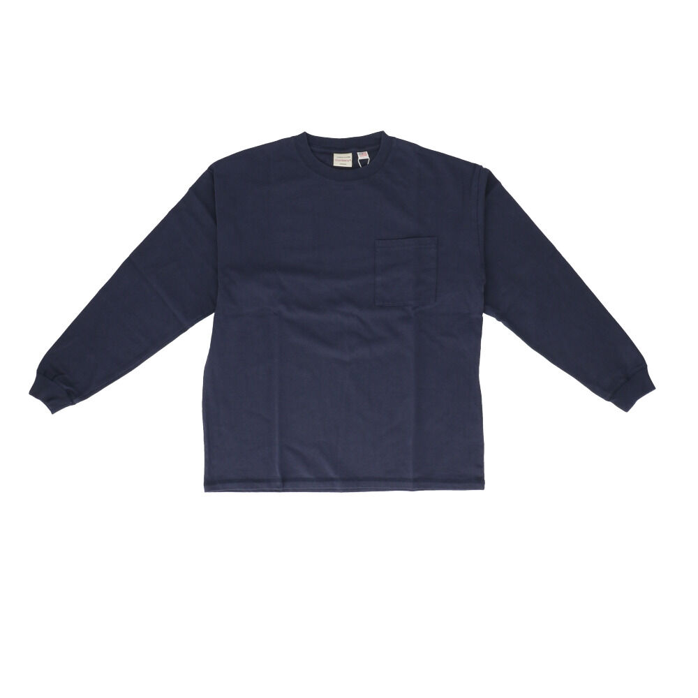 BACKYARD FAMILY「メンズ 長袖tシャツ 通販 BIGTシャツ 男性 ロングスリープ ポケット付 袖リブ 長袖Tシャツ」|Tシャツ・カットソー|ブルー2