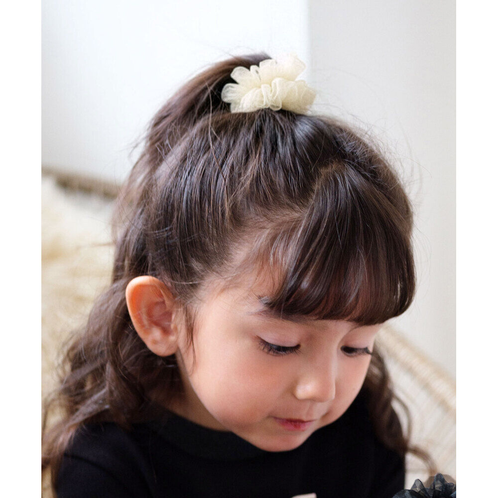 BACKYARD FAMILY「Rora シュシュ キッズ 通販 ローラ ふわふわ 髪飾り お団子 ヘアゴム ポニーテール 女の子」|ヘアゴム・シュシュ|ホワイト1