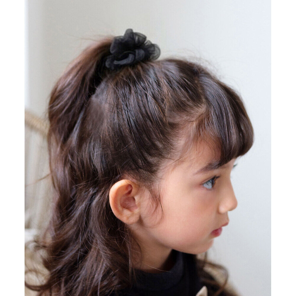 BACKYARD FAMILY「Rora シュシュ キッズ 通販 ローラ ふわふわ 髪飾り お団子 ヘアゴム ポニーテール 女の子」|ヘアゴム・シュシュ|ブラック1