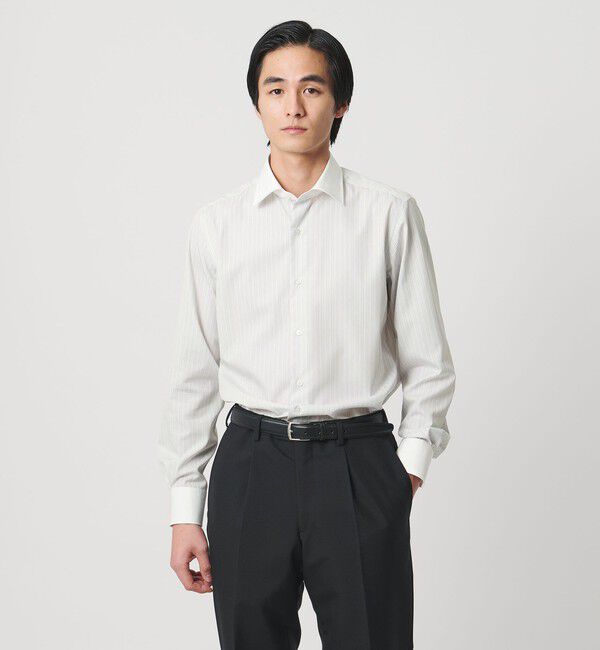 UNITED ARROWS「イージーケア AG ダブルストライプ セミワイドカラー クレリックシャツ ー抗菌防臭ー」|シャツ・ブラウス|