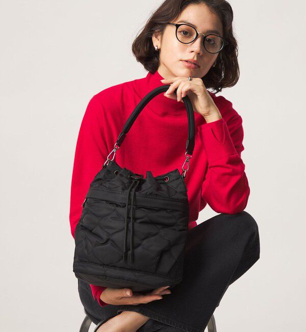 UNITED ARROWS green label relaxing「【WEB限定】＜PARTE＞キルティング ドロストバッグ / ショルダーバッグ はっ水」|ショルダー・メッセンジャー|BLACK
