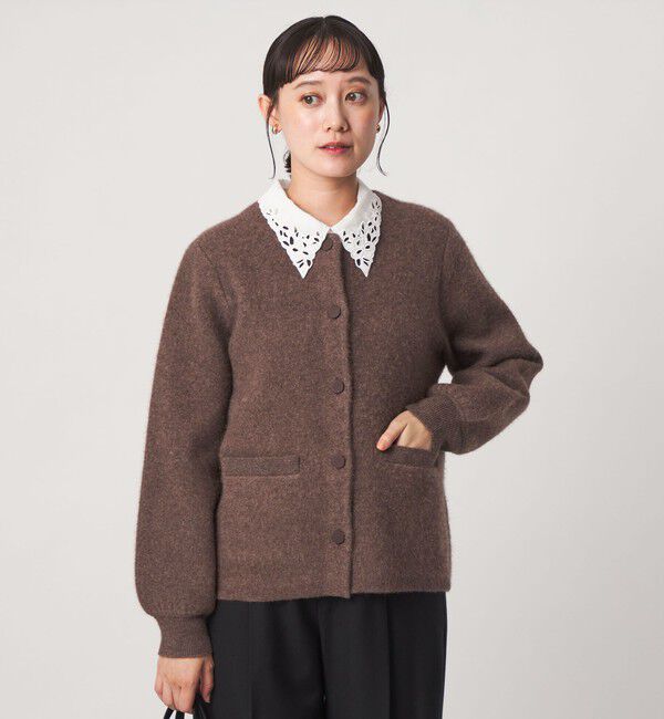 UNITED ARROWS green label relaxing「［size SHORTあり］FOXブレンド セッケツ ノーカラー カーディガン」|カーディガン|DK.BROWN
