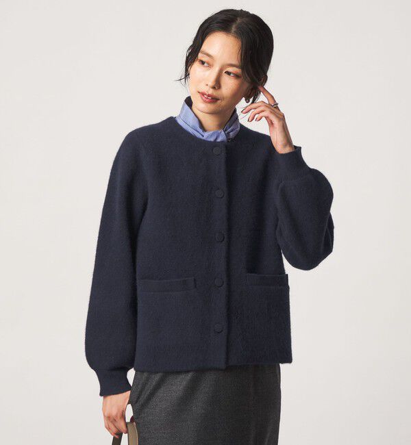 UNITED ARROWS green label relaxing「［size SHORTあり］FOXブレンド セッケツ ノーカラー カーディガン」|カーディガン|