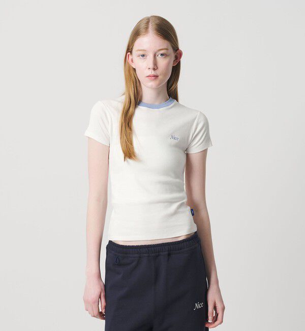 NICE WEATHER「＜NICE WEATHER＞ロゴ フィットTシャツ」|Tシャツ・カットソー|WHITE