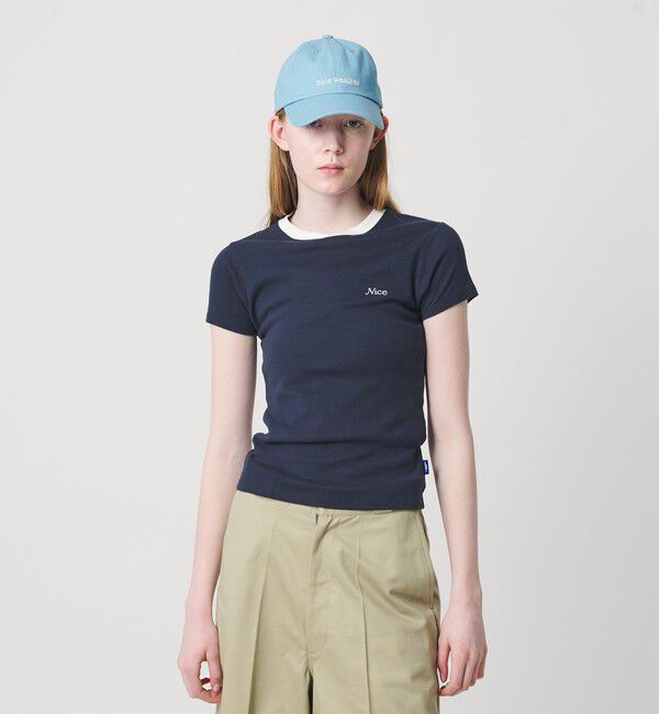 NICE WEATHER「＜NICE WEATHER＞ロゴ フィットTシャツ」|Tシャツ・カットソー|NAVY