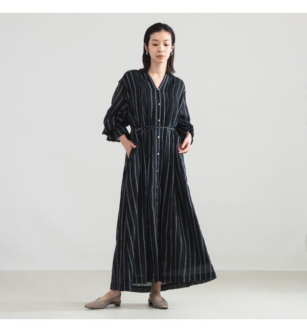 BEAMS SELECTION for WOMEN「ne Quittez pas / コットンボイル ストライプ ピンタック ワンピース」|ワンピース|