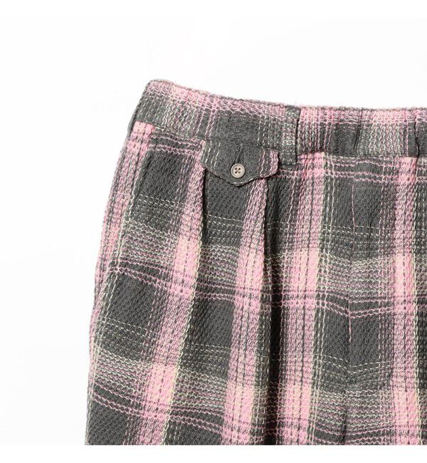 BEAMS PLUS「2 Pleats Relax Trousers Waffle Plaid」|チノ|