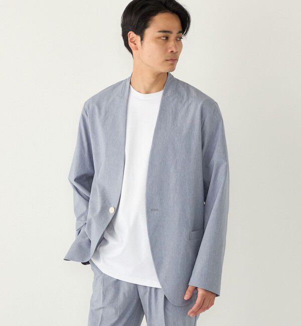 SHIPS Colors 「SHIPS Colors:〈遮熱・吸水速乾・接触冷感〉ファンクショナル ノーカラー ジャケット◇」|ノーカラージャケット|ライトブルー