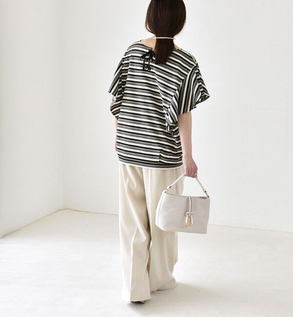 quaranciel「quaranciel:〈洗濯機可能〉マルチボーダー ラッフル コクーン プルオーバー」|Tシャツ・カットソー|