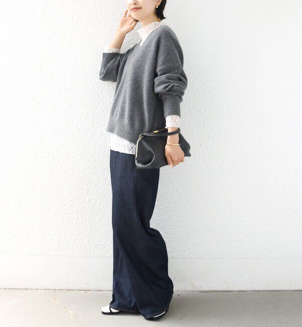 SHIPS for women「《一部追加予約》〈手洗い可能〉フラワー ストレッチ レース ハイネック トップス」|Tシャツ・カットソー|