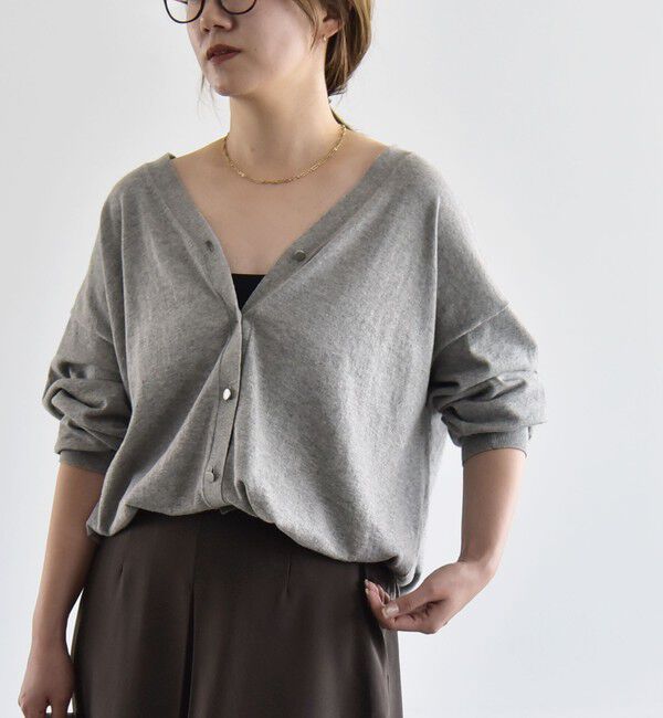 quaranciel「〈手洗い可能〉カシミヤ ミックス Vネック ドロスト カーディガン」|カーディガン|