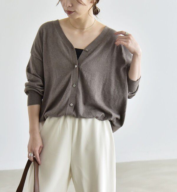 quaranciel「〈手洗い可能〉カシミヤ ミックス Vネック ドロスト カーディガン」|カーディガン|