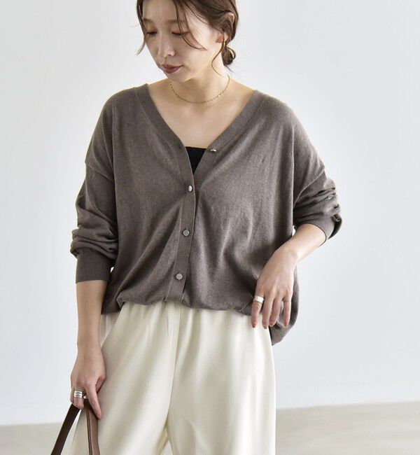 quaranciel「〈手洗い可能〉カシミヤ ミックス Vネック ドロスト カーディガン」|カーディガン|