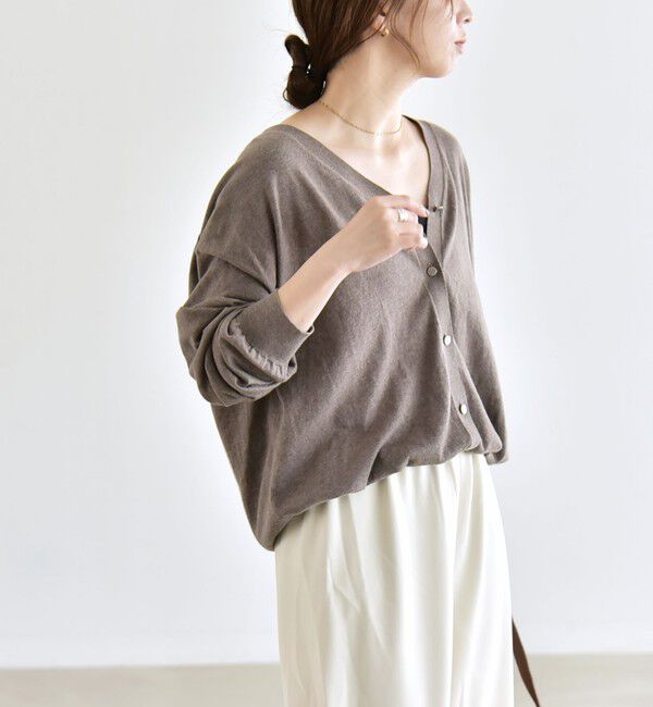 quaranciel「〈手洗い可能〉カシミヤ ミックス Vネック ドロスト カーディガン」|カーディガン|