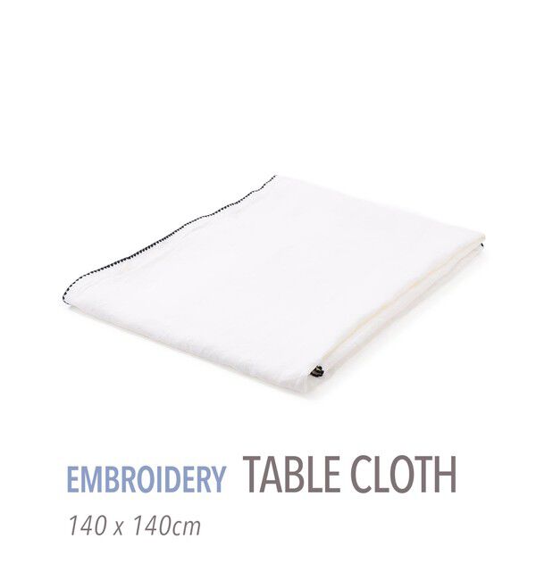 TOMORROWLAND HOME「プレーンリネン テーブルクロス エンブロイダリー（140cm X 140cm）」|食器・キッチングッズ|11 ホワイト